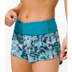 Lululemon Shows Sz 2 Speed Up Shorts 2.5” Inseam Quick Start Multi Hawaiian Blue